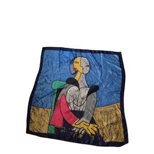 Picasso Scarf Blue Yellow Cubist Portrait Art Print Square Scarf 36 Inch